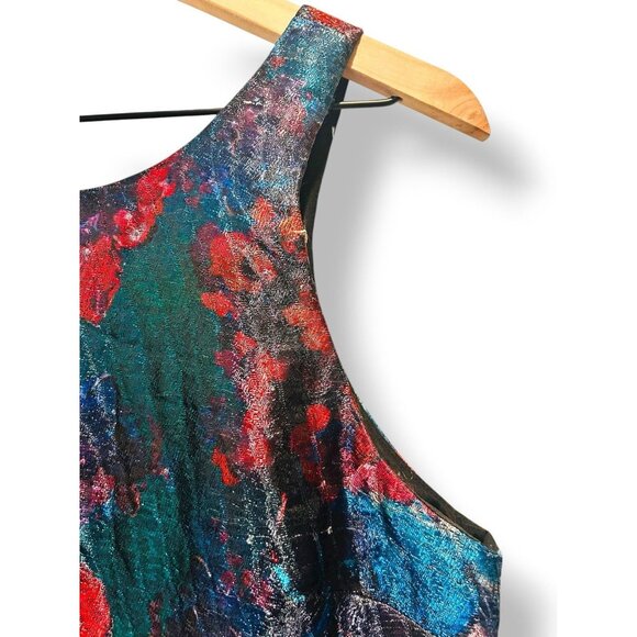 Hutch Anthropologie Floral Metallic Jacquard Mini Dress Size 10 Abstract Print - Picture 4 of 16